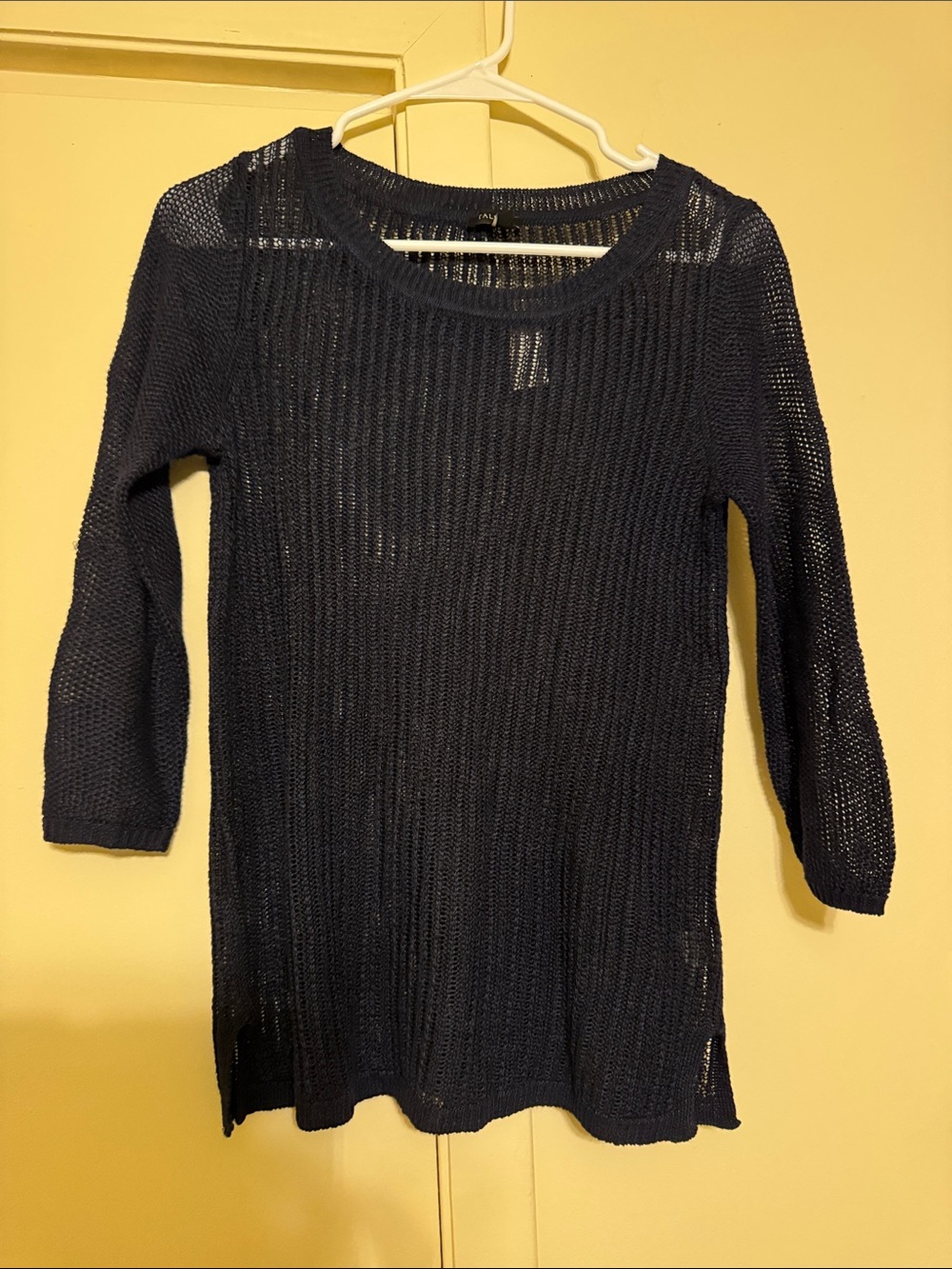 Talbots Navy Open-Knit Scoop Neck Sweater Top